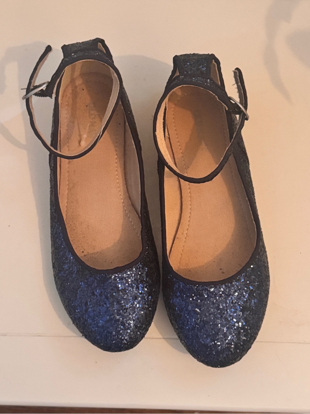 Old Navy Girls Sparkling Navy Blue Mary Jane Flats with Ankle Strap